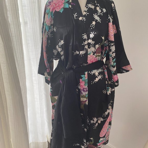 AS NEW SAM WELL SILK LONG ROBE/KIMINO JACKET - ONE SIZE - Picture 4 of 16